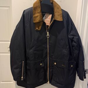Barbour Royal Blue Esther Wax Jacket with corduroy collar NWT size 14